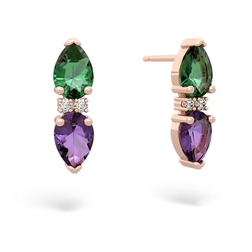 lab emerald-amethyst bowtie earrings