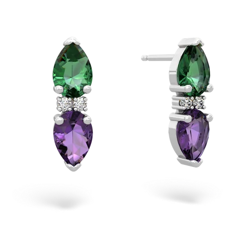 lab emerald-amethyst bowtie earrings