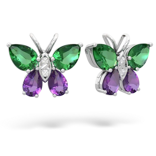 lab emerald-amethyst butterfly earrings