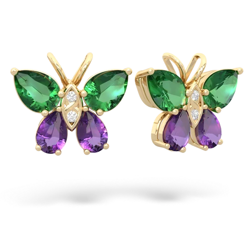 lab emerald-amethyst butterfly earrings