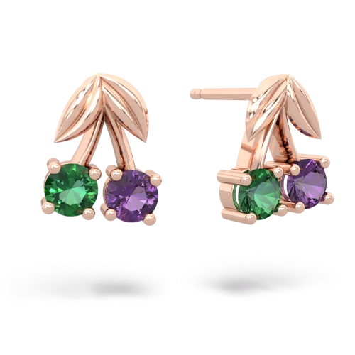 lab emerald-amethyst cherries earrings