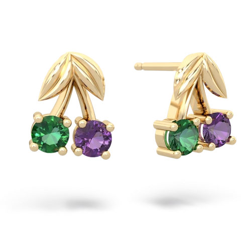 lab emerald-amethyst cherries earrings