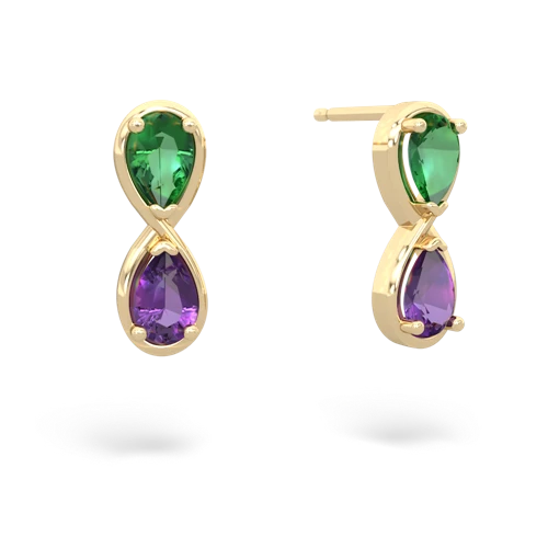 lab emerald-amethyst infinity earrings
