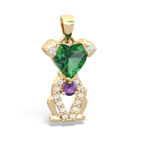 lab emerald-amethyst birthstone puppy pendant