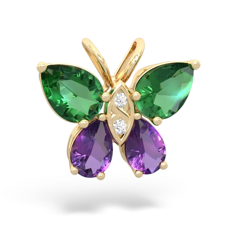 lab emerald-amethyst butterfly pendant