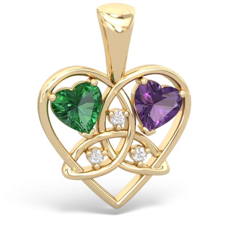 Lab Emerald Lab Created Emerald with Genuine Amethyst Celtic Trinity Heart pendant Pendant