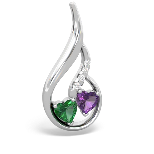 Lab Emerald Lab Created Emerald with Genuine Amethyst Keepsake Curves pendant Pendant