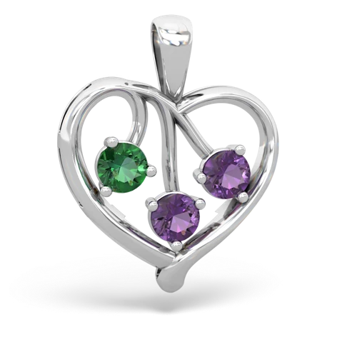 Lab Emerald Lab Created Emerald with Genuine Amethyst and Lab Created Emerald Glowing Heart pendant Pendant