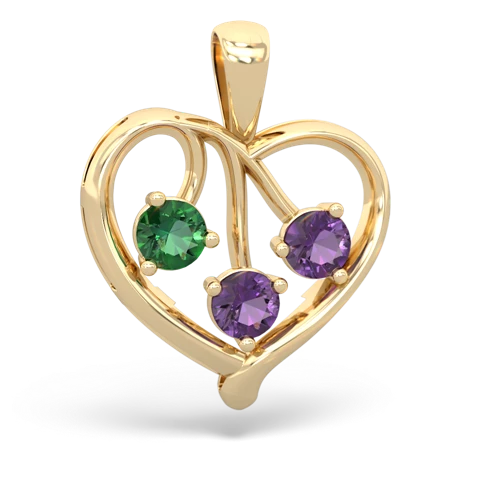 lab emerald-amethyst love heart pendant