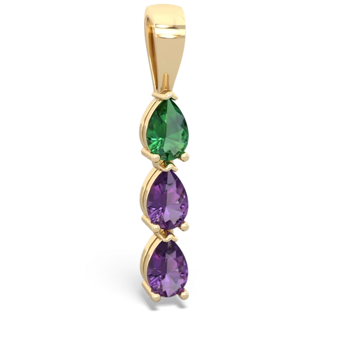 Lab Emerald Lab Created Emerald with Genuine Amethyst and Lab Created Pink Sapphire Three Stone pendant Pendant