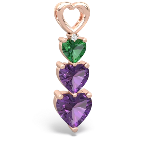 lab emerald-amethyst three stone pendant