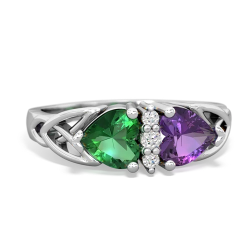 Lab Emerald Lab Created Emerald with Genuine Amethyst Celtic Trinity Knot ring Ring
