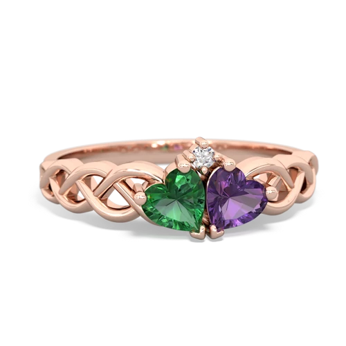 lab emerald-amethyst celtic braid ring