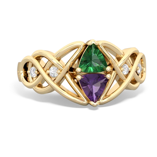 Lab Emerald Lab Created Emerald with Genuine Amethyst Keepsake Celtic Knot ring Ring