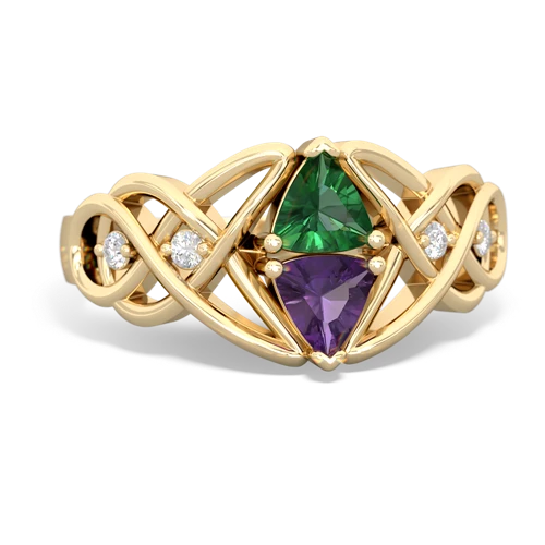 lab emerald-amethyst celtic knot ring