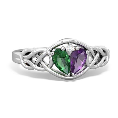 lab emerald-amethyst celtic knot ring