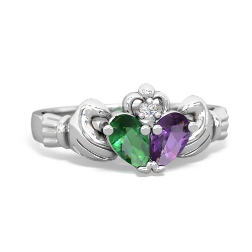 Lab Emerald Lab Created Emerald with Genuine Amethyst Claddagh ring Ring