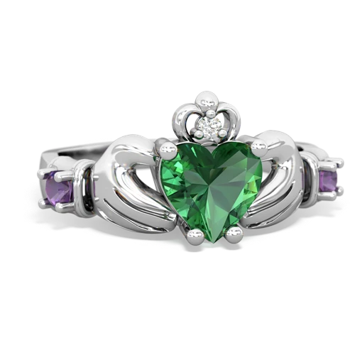 Lab Emerald Lab Created Emerald with Genuine Amethyst and  Claddagh ring Ring