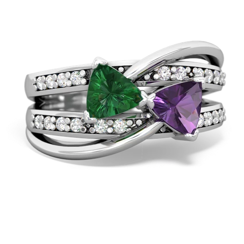 Lab Emerald Lab Created Emerald with Genuine Amethyst Bowtie ring Ring