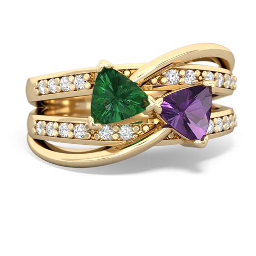 Lab Emerald Lab Created Emerald with Genuine Amethyst Bowtie ring Ring