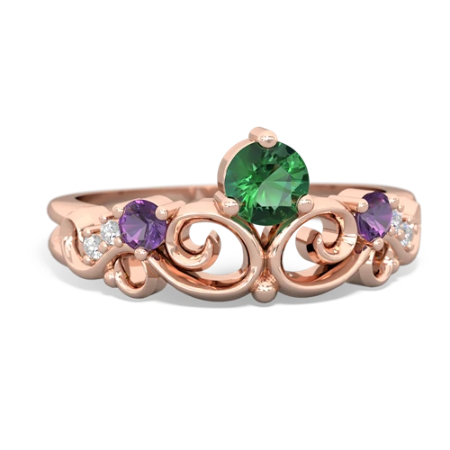 Lab Emerald Lab Created Emerald with Genuine Amethyst and Lab Created Emerald Crown Keepsake ring Ring