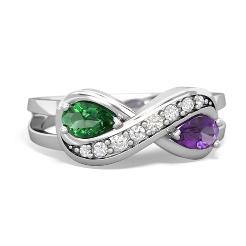 Lab Emerald Lab Created Emerald with Genuine Amethyst Diamond Infinity ring Ring
