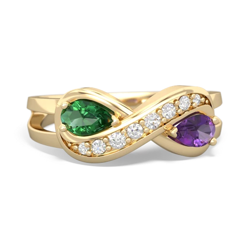 Lab Emerald Lab Created Emerald with Genuine Amethyst Diamond Infinity ring Ring