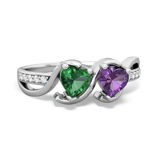 Lab Emerald Lab Created Emerald with Genuine Amethyst Side by Side ring Ring