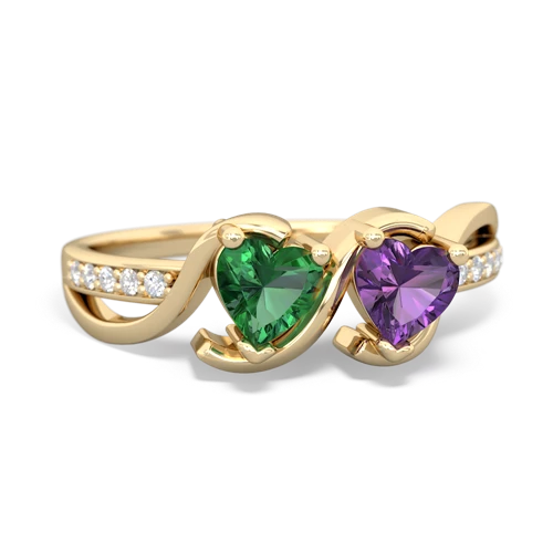 Lab Emerald Lab Created Emerald with Genuine Amethyst Side by Side ring Ring