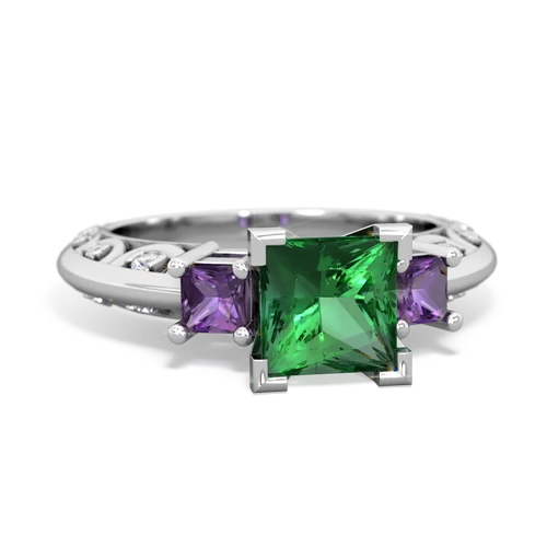 lab emerald-amethyst engagement ring