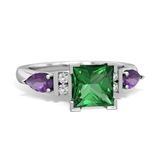 lab emerald-amethyst engagement ring