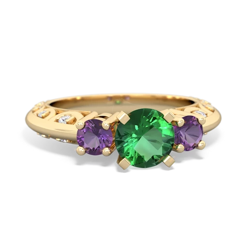 Lab Emerald Lab Created Emerald with Genuine Amethyst Art Deco ring Ring