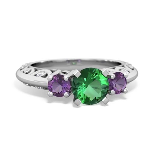 lab emerald-amethyst engagement ring