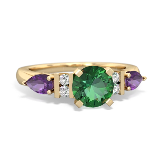 Lab Emerald Lab Created Emerald with Genuine Amethyst and Genuine Aquamarine Engagement ring Ring