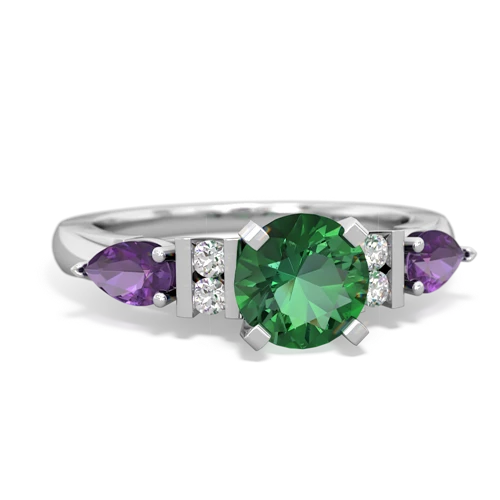 lab emerald-amethyst engagement ring