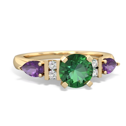 lab emerald-amethyst engagement ring