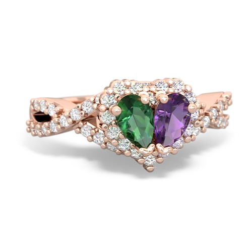 lab emerald-amethyst engagement ring