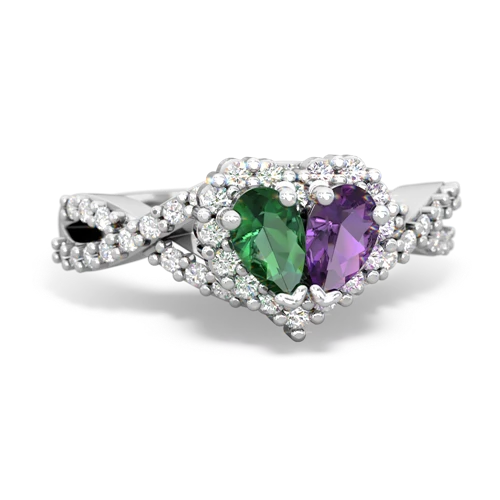 lab emerald-amethyst engagement ring