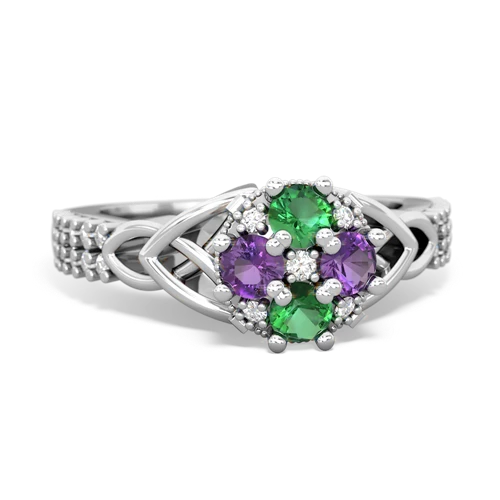 Lab Emerald Lab Created Emerald with Genuine Amethyst Celtic Knot Engagement ring Ring