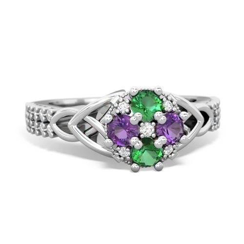 lab emerald-amethyst engagement ring