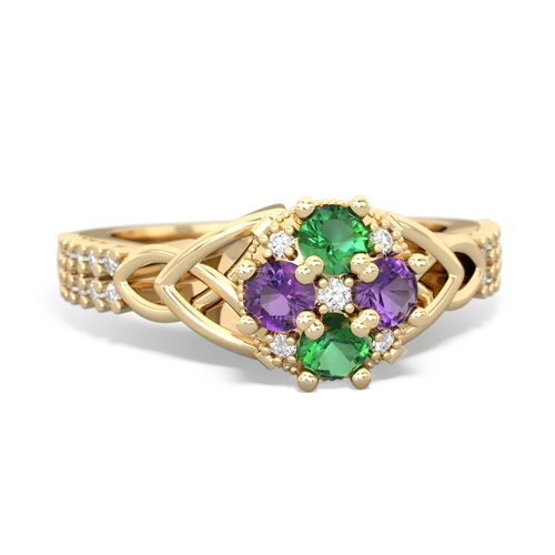 lab emerald-amethyst engagement ring