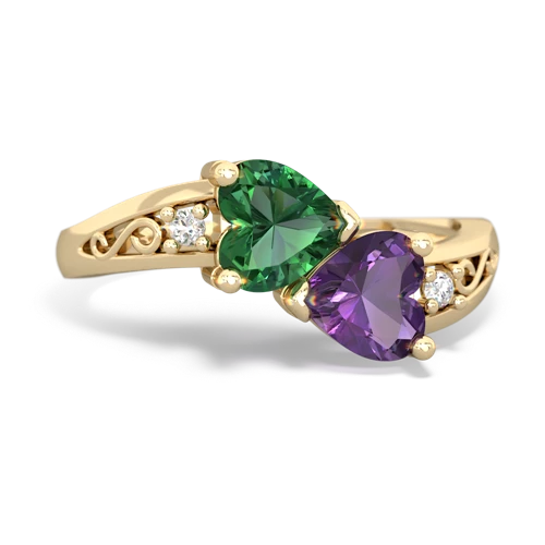 lab emerald-amethyst filligree ring