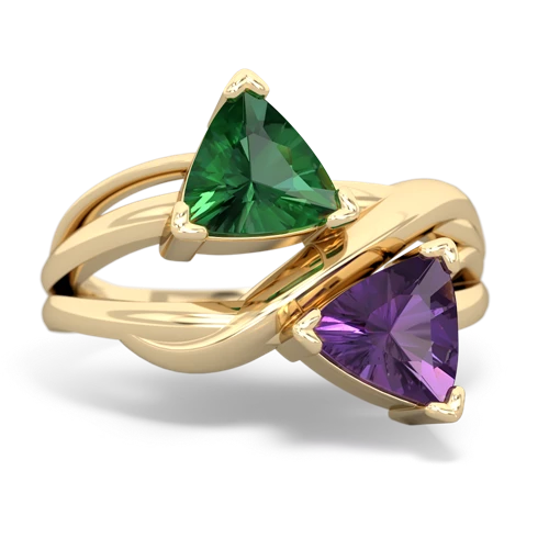 Lab Emerald Lab Created Emerald with Genuine Amethyst Split Band Swirl ring Ring