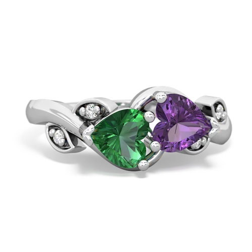 lab emerald-amethyst floral keepsake ring
