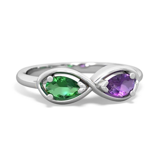 lab emerald-amethyst infinity ring