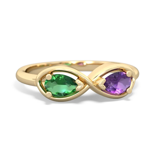 lab emerald-amethyst infinity ring