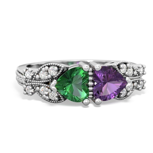 lab emerald-amethyst keepsake butterfly ring