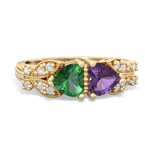 Lab Emerald Lab Created Emerald with Genuine Amethyst Diamond Butterflies ring Ring