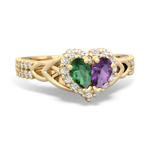 Lab Emerald Lab Created Emerald with Genuine Amethyst Celtic Knot Engagement ring Ring