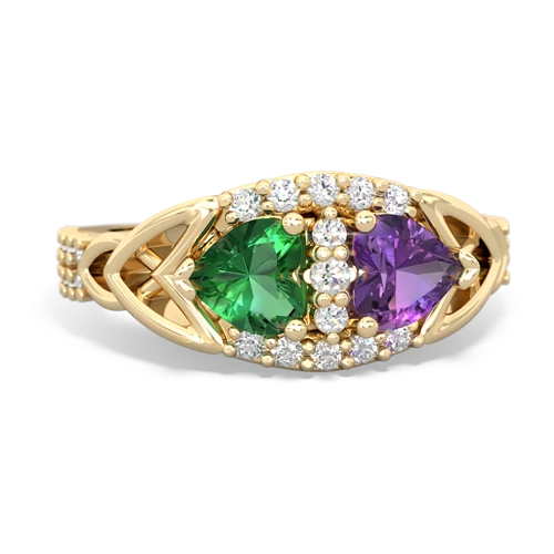 Lab Emerald Lab Created Emerald with Genuine Amethyst Celtic Knot Engagement ring Ring